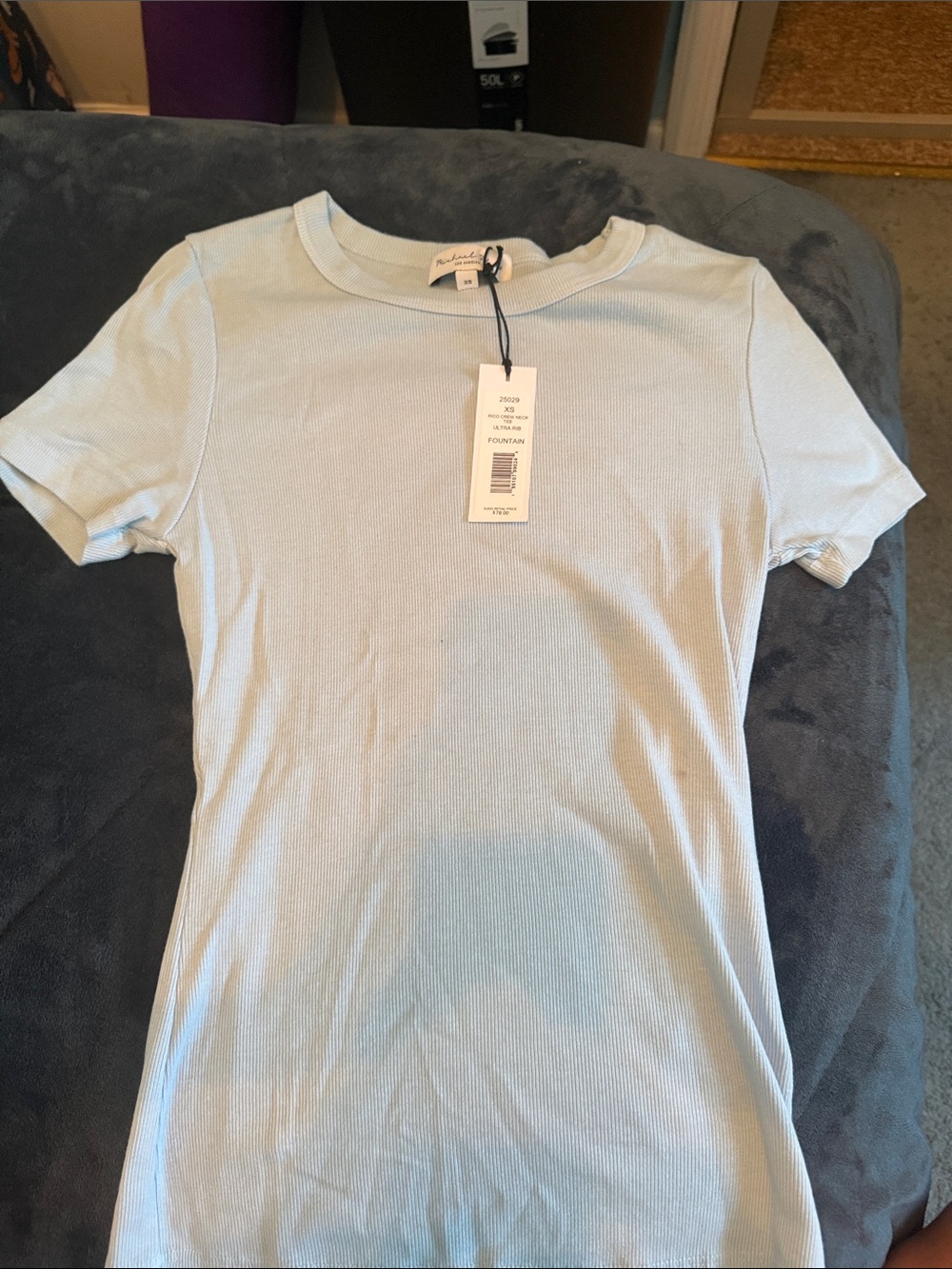 Michael stars Rico Ribbed Short Sleeve Tee in color fountain XS new with tags